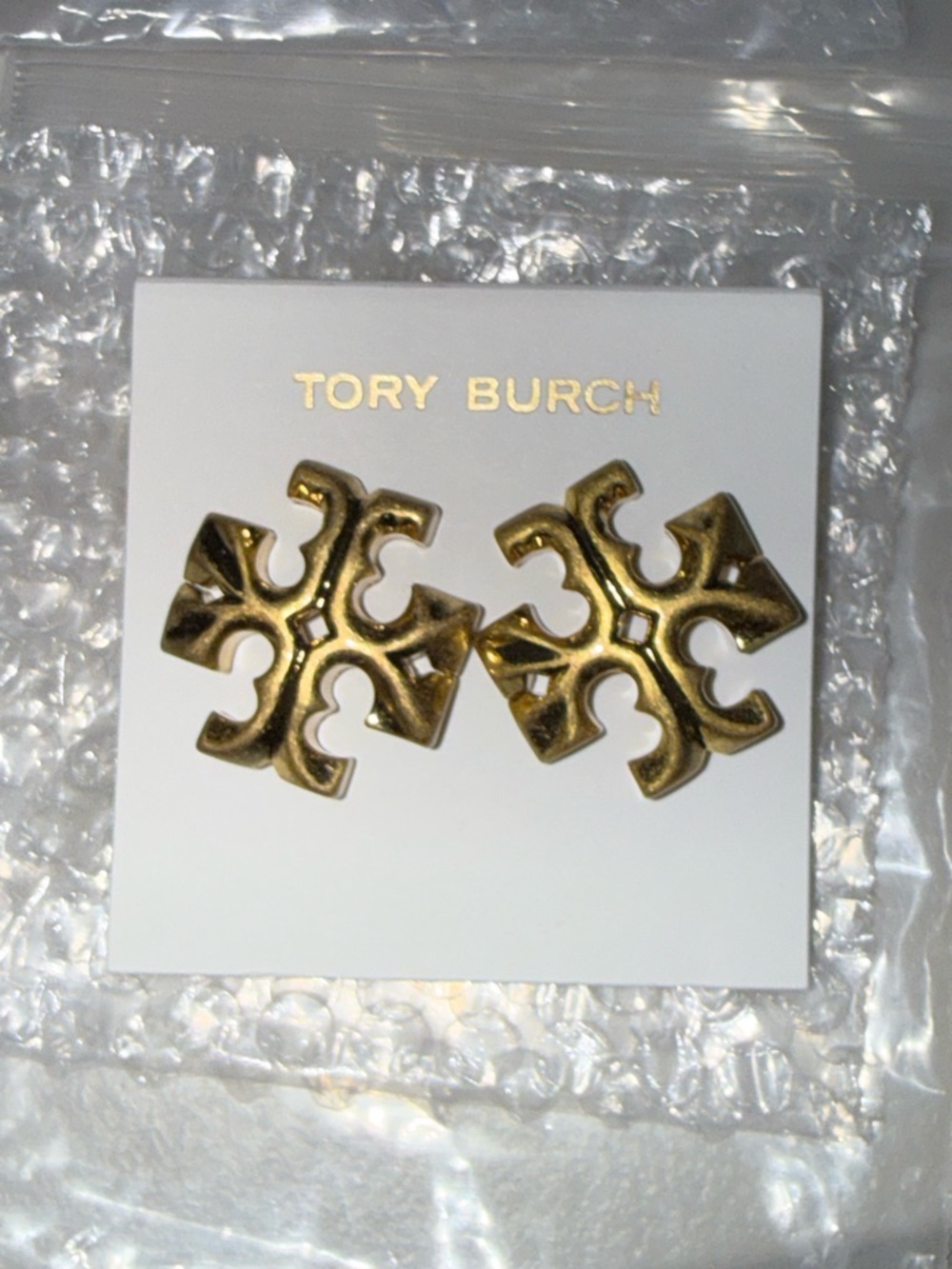 Tory Burch Gold Logo Stud Earrings